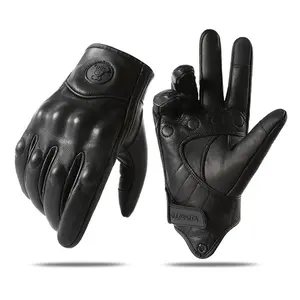 Men's Leather Motorcycle Gloves, Full Finger Touchscreen, Anti-Slip Durable, Cycling Protection, Off-Road Bike Gear, Waterproof Design