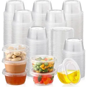 200 Sets - 2 oz Jello Shot Cups, Portion Cups With Lids, Airtight and Stackable Small Plastic Containers