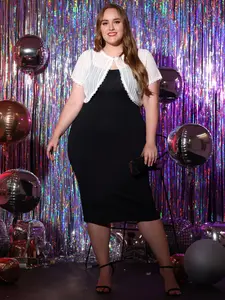 Agnes Orinda Plus Size Lace Elegant Sheer Short Sleeve Floral Bolero Shrug Tops Cardigan