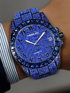 A men's popular European and American full diamond blue diamond hip-hop niche luminous pointer high-end fully automatic modern fashionable wristwatch automatic watches