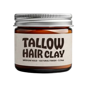 Earth Wave Tallow Hair Clay Medium Hold / Natural Finish 100% all Natural Hair clay for Men and Women, Provides Long-Lasting Flexible Hold - 2.5 Ounces