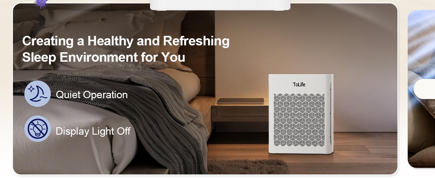 ToLife NEW TZ-K2 Air Purifier for Large Rooms (up to 1095 Ft²). PM 2.5 Display, Auto Mode, Timer, HEPA Filter—removes smoke, pollen, and pet dander!