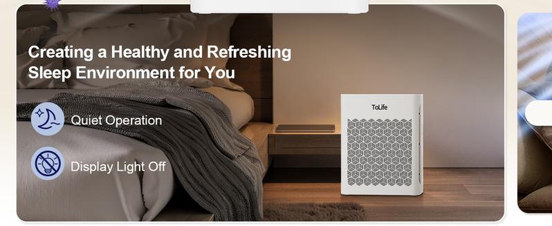 ToLife NEW TZ-K2 Air Purifier for Large Rooms (up to 1095 Ft²). PM 2.5 Display, Auto Mode, Timer, HEPA Filter—removes smoke, pollen, and pet dander!