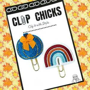 Blue Pumpkin & Autumn Rainbow Novelty Paper Clips - Fun Bookmarks, Planner Clips, Journal Accessories for Fall, Desk Organizing Flair - Unique Gifts under $10