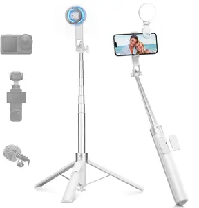 【DealsForYouDays】K&F CONCEPT Popod 72" Phone Tripod, Clip & Magnetic Selfie Stick with Fill Light & Remote, Automatic Phone Tripod Stand, Compatible with iPhone 17-12 Series Osmo Pocket 4/3 Insta360 X5 Android Phones
