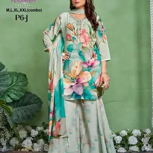 POONAM DESIGNER Pure Georgette Kurti with Floral Print for Women M L XL XXL Sizes Elegant Lightweight Dress