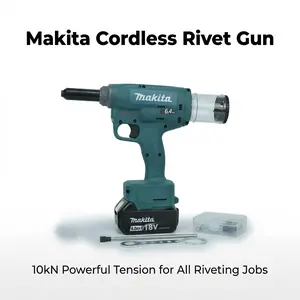 Makita Electric Rivet Gun  With Battery Charger for Industrial Assembly Riveting Tool Long Stroke High Power Cordless Lithium Nailer Kit