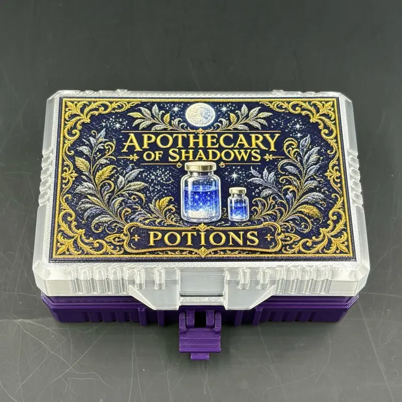 Apothecary of Shadows Potion Vial Case – Fantasy Storage Box with 12 Slots + Flat Tray