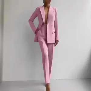 office blazer pants two piece set womne fashion buton suit coats two piece sets autumn winter fashion casual solid pant sets Womenswear Basic