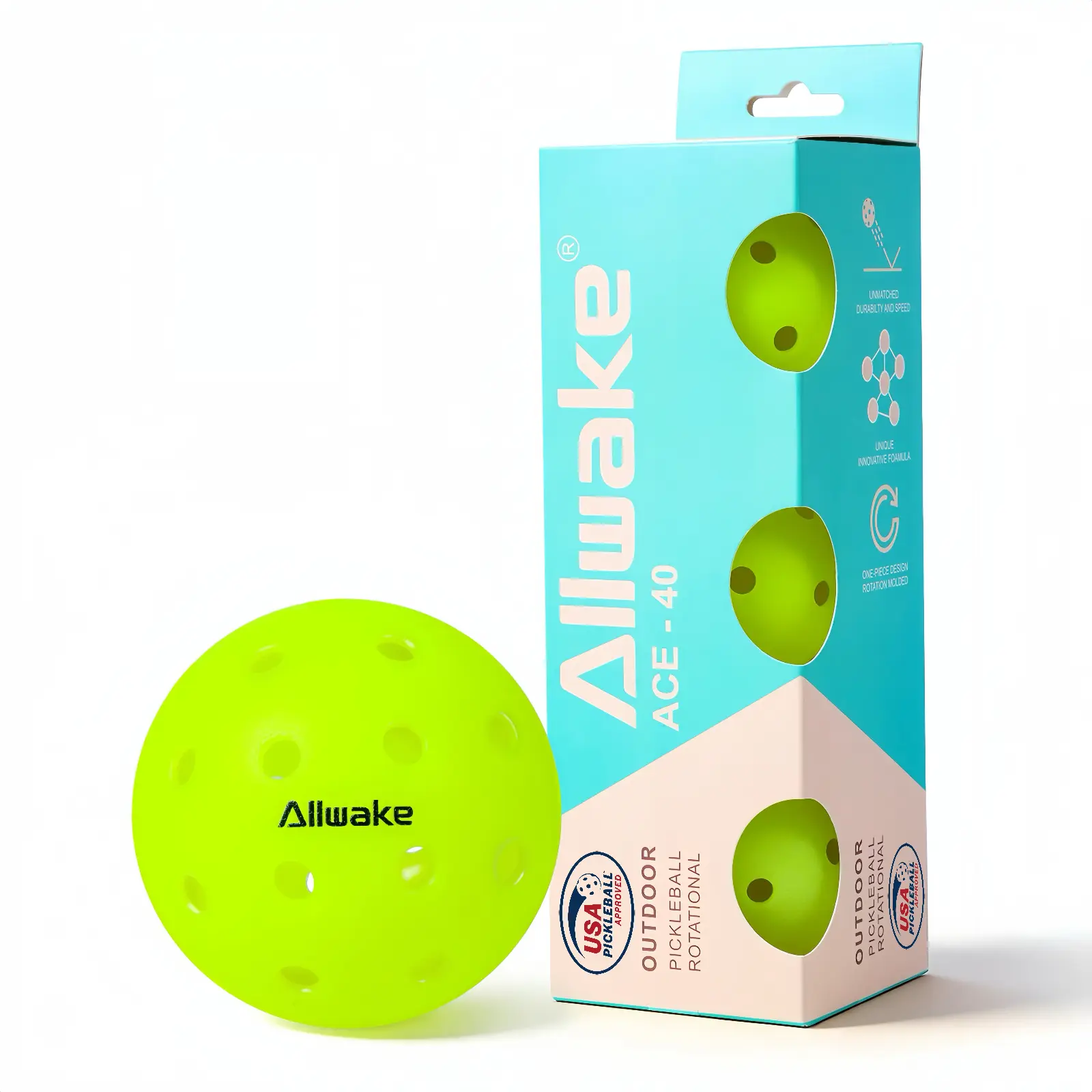 Allwake Pickleball Balls Crack-Resistant High Bounce 40-Hole – High Visibility, Consistent Trajectory & Exceptional Durability for Outdoor Indoor Tournament Play, All Skill Levels.