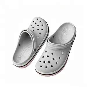 Two Tone White Pink Trim Clogs for Women Men, Classic Perforated Slip On Garden Shoes, Adjustable Heel Strap Casual Beach Sandals, Lightweight Non Slip Summer Water Shoes, Trendy Daily Walking Clogs for Outdoor Indoor