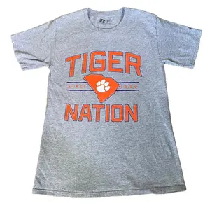 Clemson University Tiger Nation Russell Athletic Tee Shirt, Small (34-36)