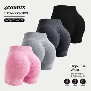 Hijesse Women's Summer 4-Piece Seamless Workout Shorts Set, High Stretch Butt Lifting Skin-Fitted Breathable, Ideal for Gym Training Yoga Cycling & Daily Casual Outfits