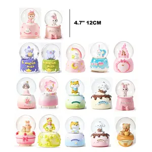 17Pcs Adorable Assorted Crystal Glitter Domes, 4.7" Musical & Non-Musical Decorative Balls with Shimmering Accents, Ideal for Holiday Celebration, Birthday Gifting, Home Shelf Display, Office Desk Accent & Lovely Present for Kids Girls