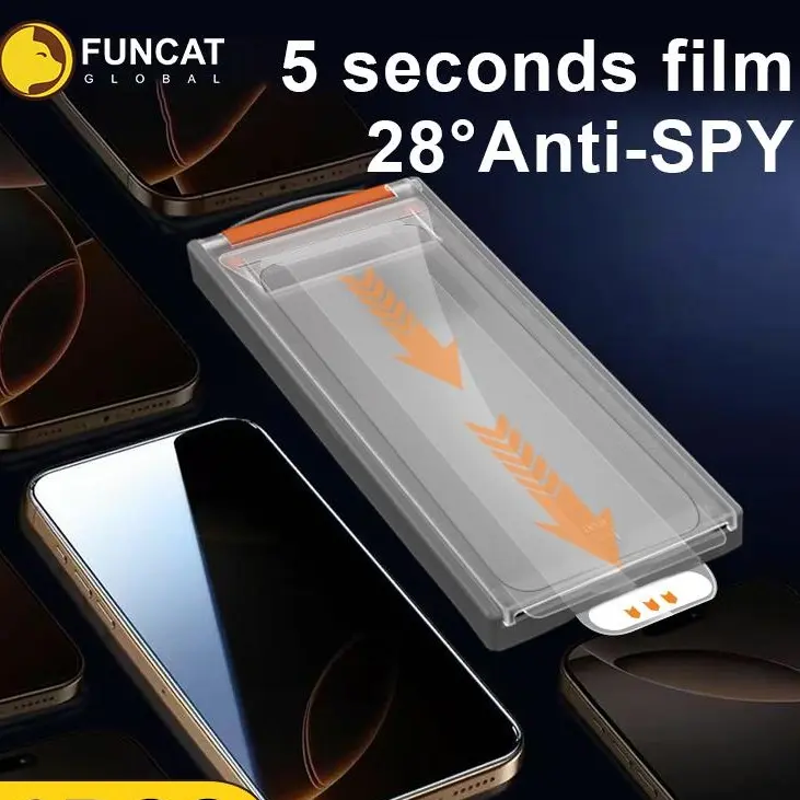 FUNCAT  【2PCS】Screen Protector Cabin; Dusk-free application,No bubble Superior protection For iphone 17/16/15/14/13/12 【3pcs A+ Reusable Cabin】 (High Definition/Anti-Spy)