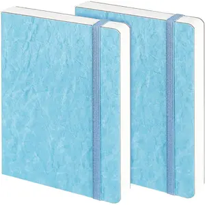 Watercolor Journal 7.5x5 2 Packs 44 Pages Each Cold-Pressed 100% Cotton Pearlescent PU Leather Blue Cover Art Supplies for Mixed Media