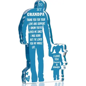 Heartfelt Grandpa Christmas Gift, Acrylic Memorial Plaque, Touching Holiday Birthday Present, No Batteries Needed, Universal Setting, Acrylic Photo Plaque