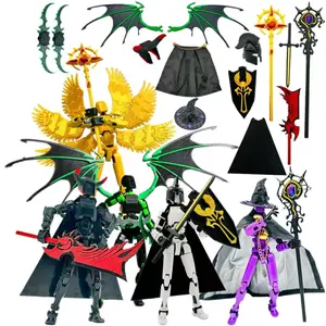 Dummy13 Multi-Jointed Action Figure, Wizard Knight Demon Theme, Optional Weapons Cape Wings, Perfect Birthday Gift, Choking Hazard Warning