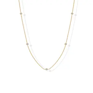 Plated Station Necklace |   Simulated Diamond By The Yard Necklace |   Womens CZ Chain Necklace