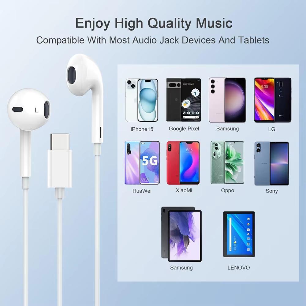 Wired Earphones for iPhone and Android phone, Lightning & Type C In-Ear Headphones, Original Sound Earbuds Compatible with iPhone 16/15/14/13/12/11 Pro Max