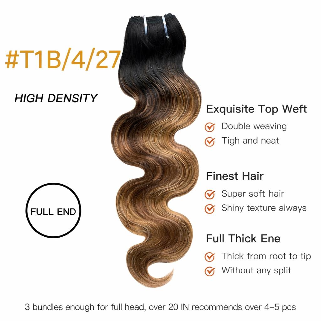 [Wequeen] #T1B/P4/27 Highlight Hair Bundles Brazilian Colored 100% Human Hair #FB30 Body Wave Straight Quick Weave Sew in/Glue in Budget Friendly 10A
