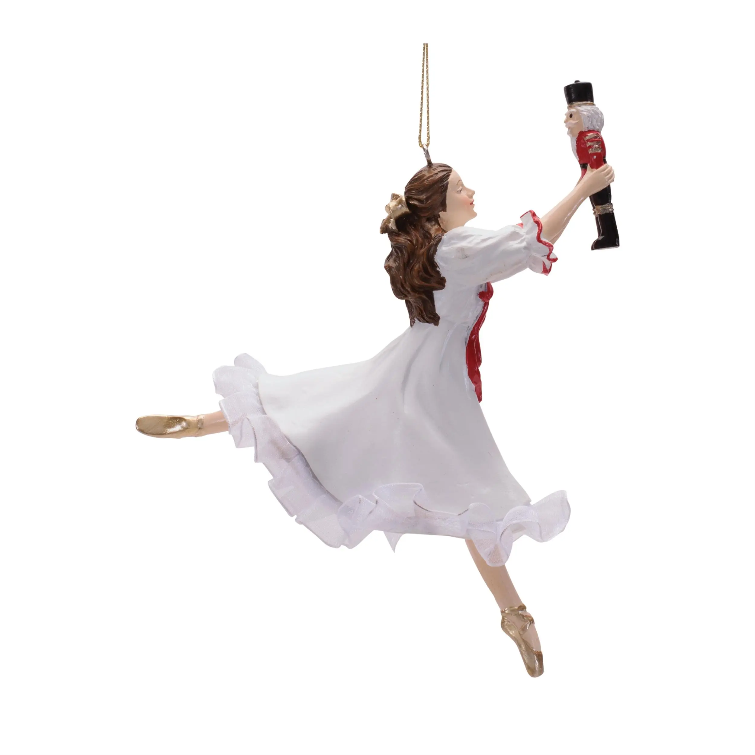 Ballerina and Nutcracker Resin Christmas Ornament Set (4-Piece) - Modern, Christmas Aesthetic, with Hanging Loop for Festive Home Decor