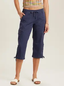Women’s Convertible Skimmer Pants – Elastic Waist Cotton Blend Capri Pants