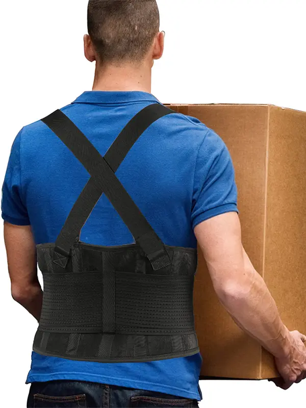 Men Waist Trainer Belt for Work Safety Protector Waist Cincher with Adjustable Shoulder Straps Breathable Waist Girdles with Hook and Loop Fastener Workwear Workday