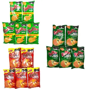 5 - PK RUFFLES MEGA CRUNCH or RUFFLES SABOR QUESO -  Sabritas Chips, Snack Crispy Crunchy Bite - MEXICAN CHIPS - PAPITAS MEXICANAS - SABRITAS MEXICANAS