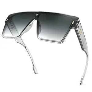 FEISEDY Chic Oversized Square Women Men One Piece Sunglasses Fashion Flat Top Large Unisex Sunglasses Women Men B7110