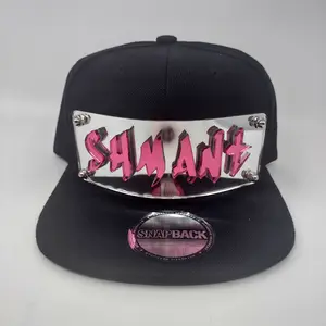 Black and Pink Custom Snapback Hat | Personalized Flat Bill Cap with Laser Cut Letters | Adjustable Streetwear Baseball Hat | Made-to-Order Unique Gift