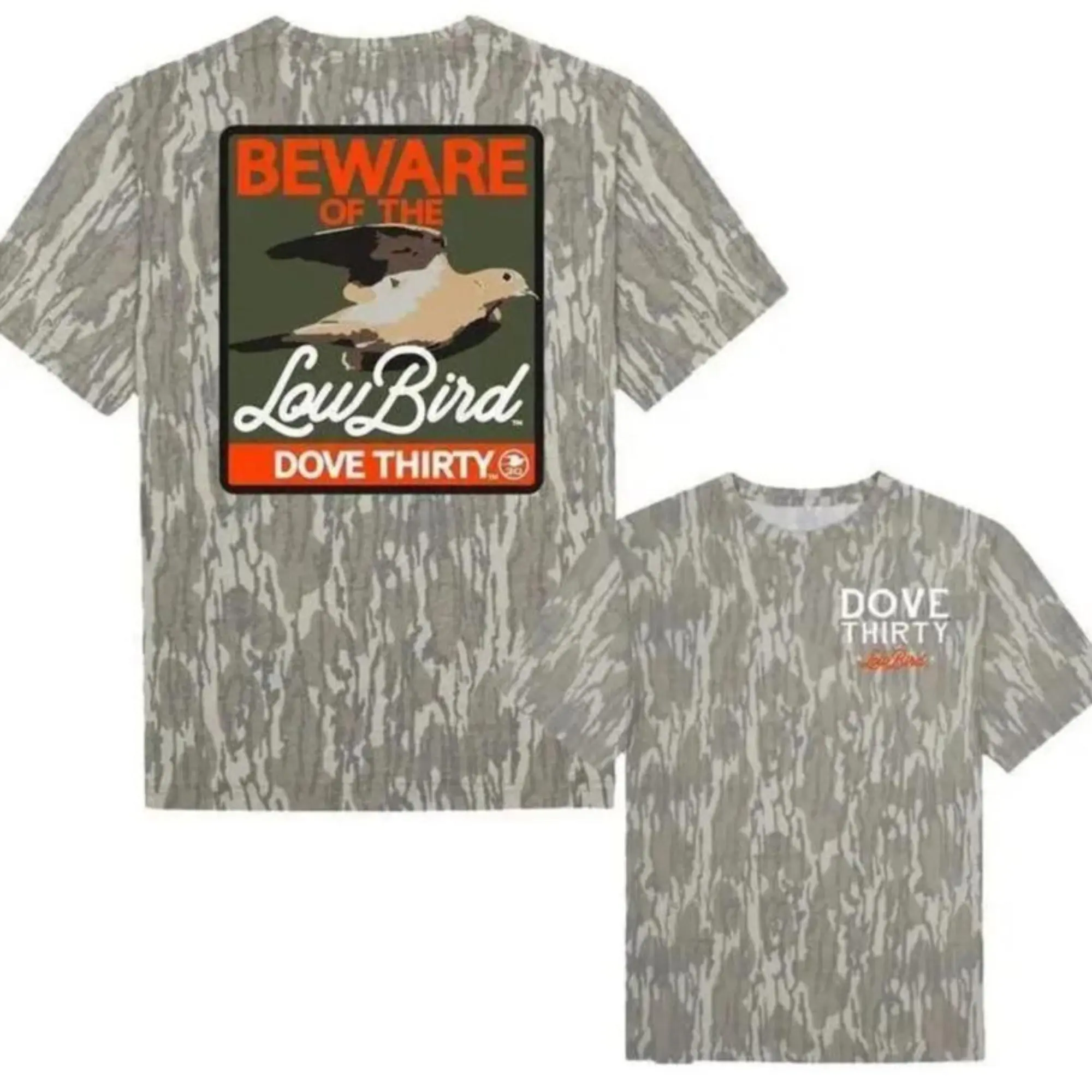 Low Bird Dove Thirty Bottomland Shirt, Mossy Oak Inspired Short Sleeve Graphic Tee, Outdoor Lifestyle Apparel