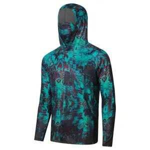 Long Sleeve Sun Protection Hoodie With Mask - Men's Fashion Outdoor Sports Fishing Shirt For Spring/Summer/Autumn