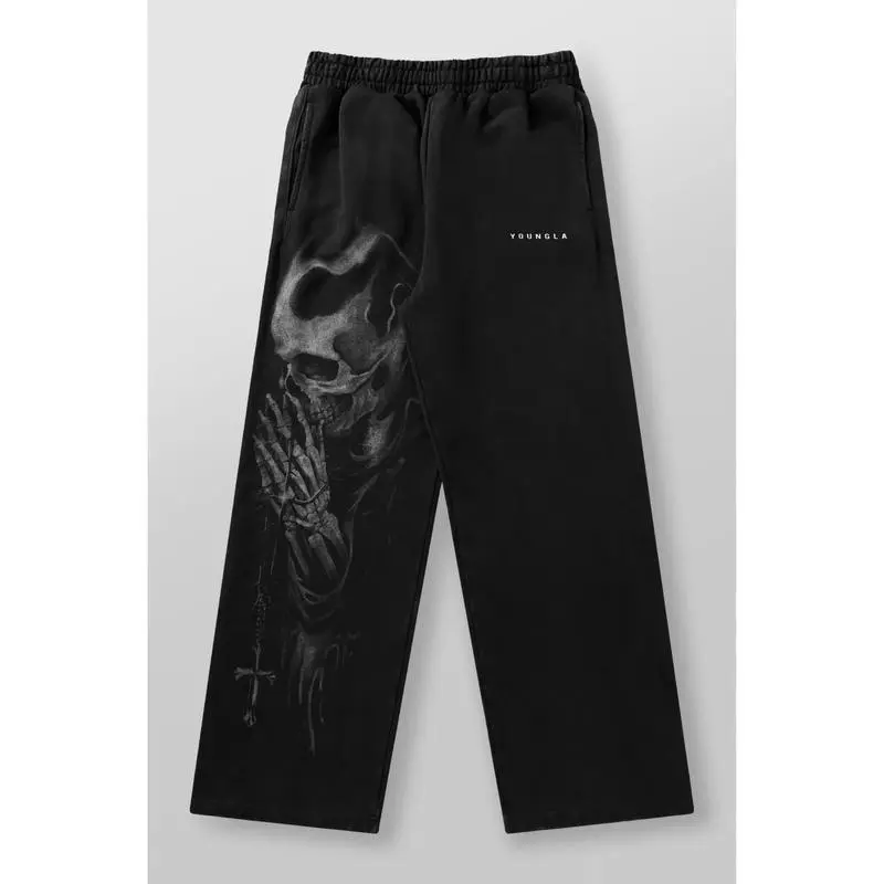 Y0ungLA divine sweats 2125 - streetwear skull sweatpants, casual and cool vibe, perfect fit for couple looks or cozy lounge wear