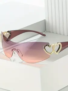 Y2K Heart-Shaped Hollow Out Sunglasses, Stylish Glasses, Gradient Lenses, Fashionable Streetwear Accessory, Perfect for Parties and Vacations