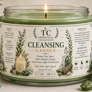 Cleansing Candle – Spiritual Energy Reset Handmade Ritual Candle 7 OZ 198 G for Decor Ornaments