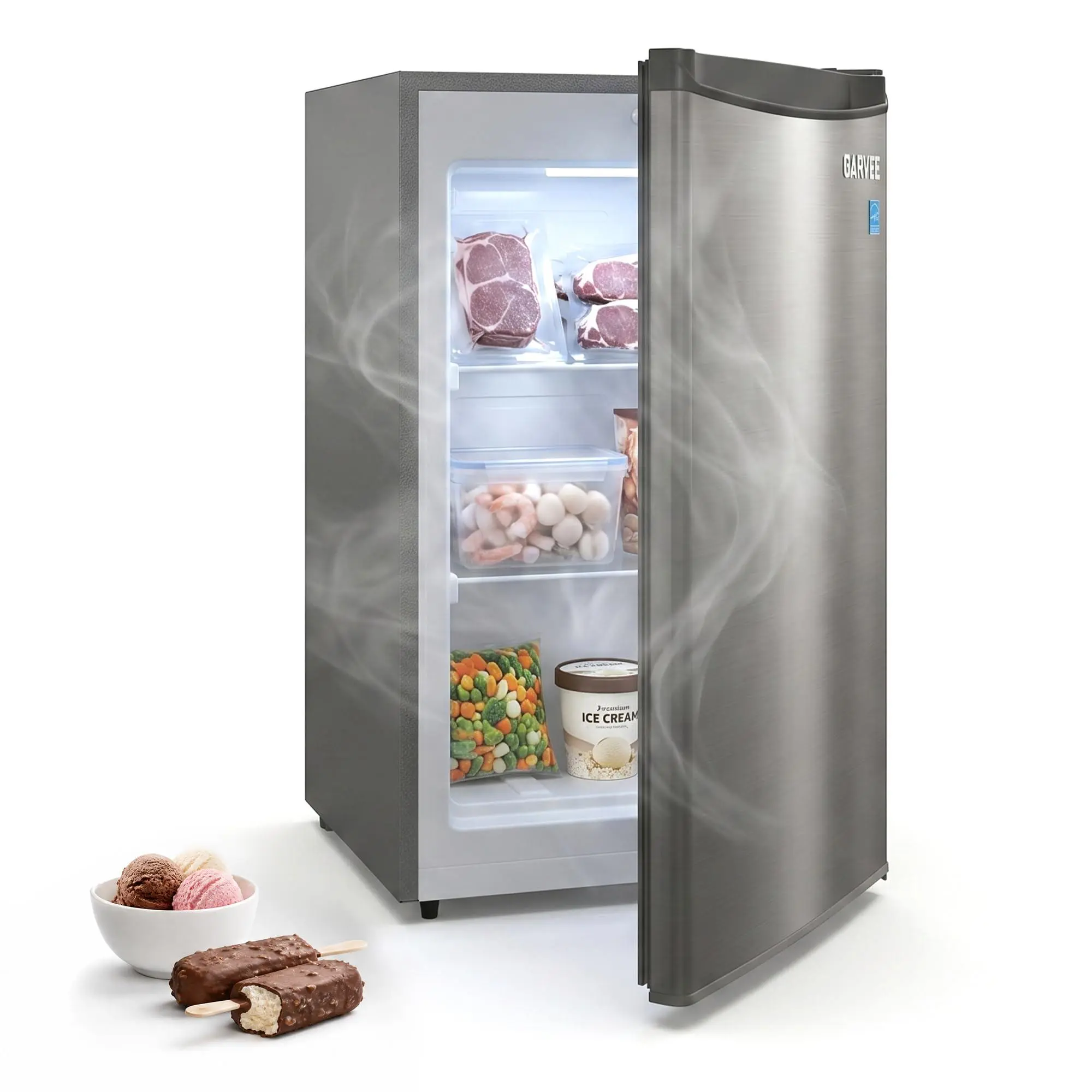GARVEE 3.1 Cu.ft Upright Deep Freezer, Single Door Freestanding Unit with Adjustable Shelves, Mechanical Temperature Control for Garage, Kitchen Use