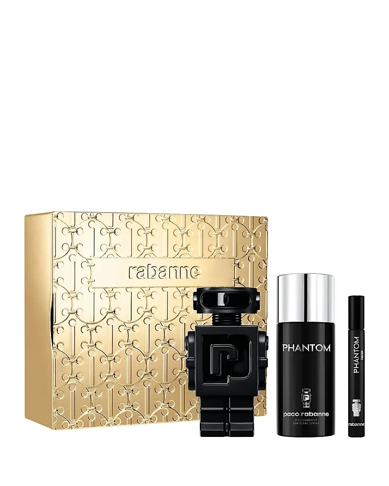 Paco Rabanne Phantom for Men 3-Piece Gift Set, Parfum Spray 3.4 Ounce  + Deodorant Spray 5.1 Ounce + Parfum Travel Spray 0.33 Ounce