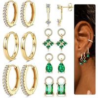 14K Gold:Green CZ Hoop