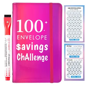 A6/A5 100 Days Money Saving Challenge Binder with Marker, $5050 Savings Tracker Budget Book, No-Fold Money Organizer, Perfect Gift for Everyone
