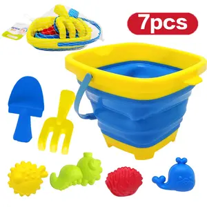 7-Piece Beach Toy Sand Pile Set, Sandbox Toys Including Whale Starfish Shell Models, Bucket Shovel Rake, Suitable for Boys Girls over 18 Months