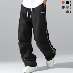 Men's Loose Fit Letter Pocket Detail Drawstring Work Pants, Men's loose and casual long pants，Men's Trousers, Casual Pants from Spring to Winter,loose sport pant men
