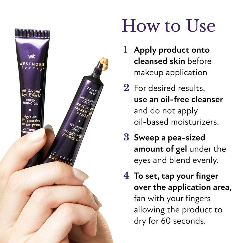 Westmore Beauty 60-Second Eye Effects with FREE Gua Sha - Tinted Firming Gel for Eye Bags, Puffiness, Crow's Feet and Crepey Under Eyes