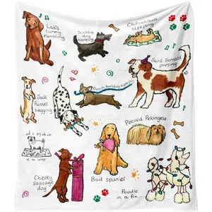 Christmas Throw Blanket for Couch 60x50,Holiday Festival Cute Xmas Merry Christmas Dogs Blankets for Dog Loves Woman,Soft Flannel Fleece Blankets for Home Living Room Bed Chair Decor