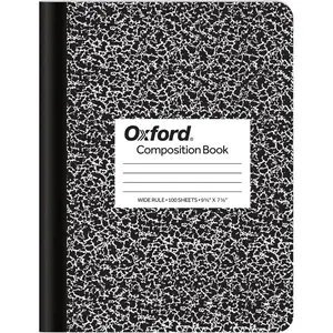 Marble Composition Book, 9 3/4 X 7 1/2 Inches, Wide Rule, Paperback, 100 Sheets, White (63795)