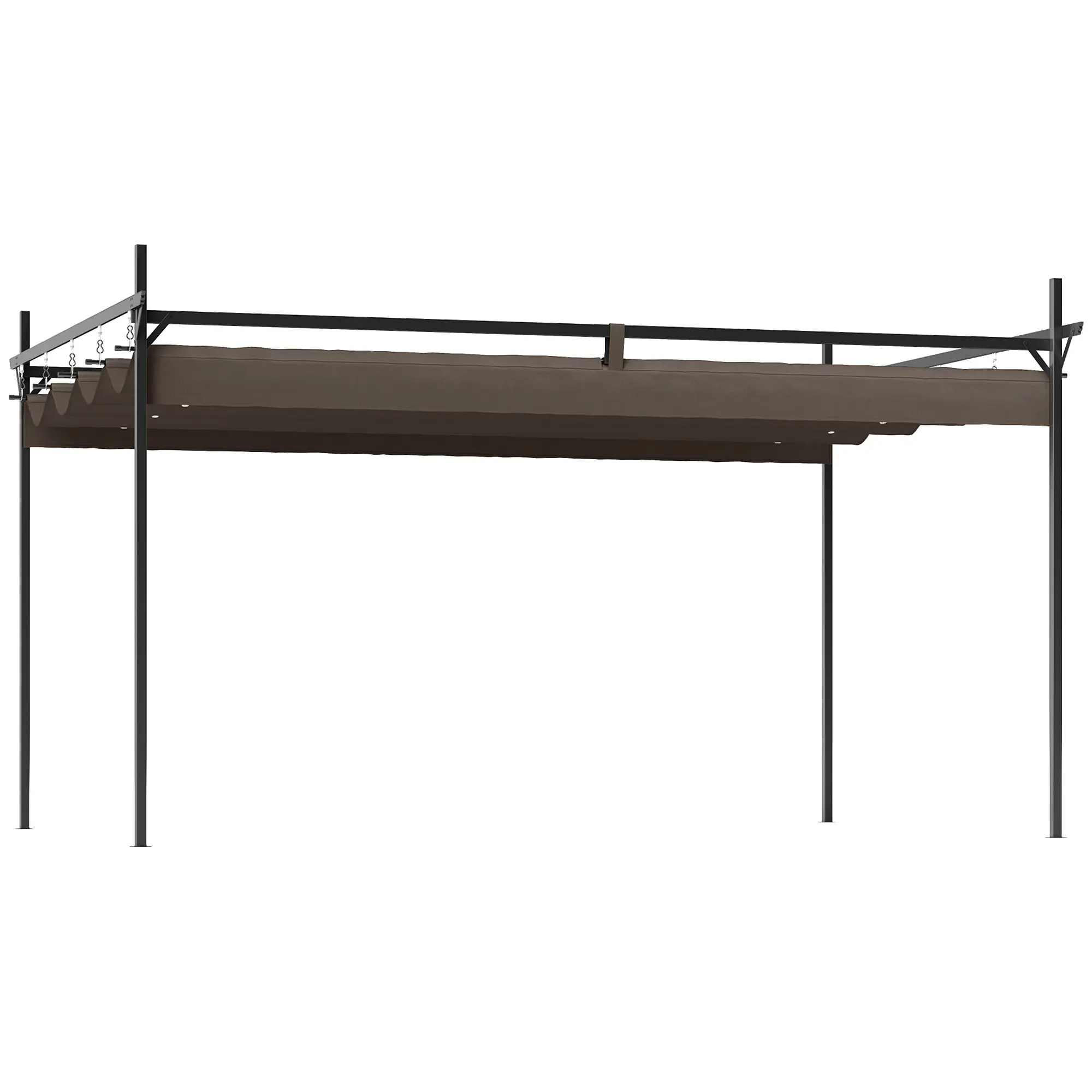 10'x13' Metal Retractable Pergola Canopy, UPF30+ PA-Coated Splashproof Sun Shade Shelter, Powder-Coated Rustproof Metal Frame with Ground Stakes & Expansion Screws, Adjustable Slide Canopy for Garden Patio Backyard