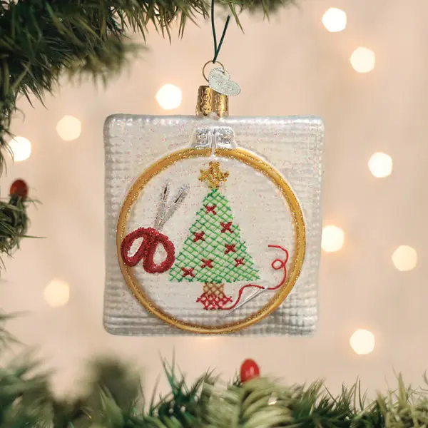 Handmade Cross-stitched Christmas Ornament, 1-of-a-Kind Piece Holiday Decoration for Home Festive Use