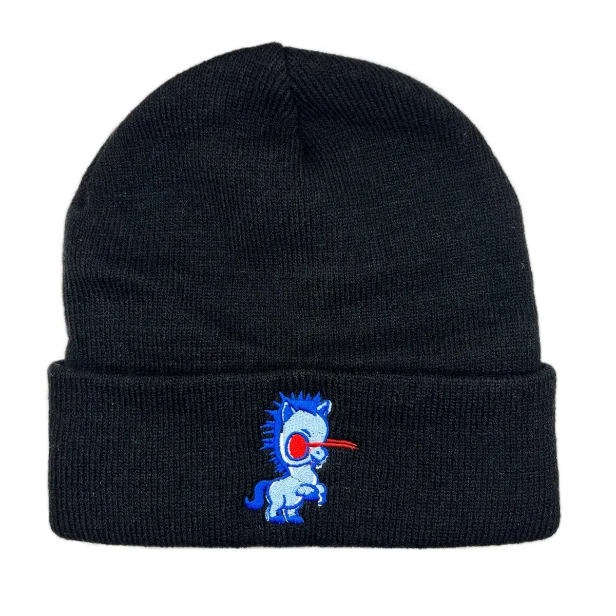 Baby Blue Horse Beanie - Unisex Black
