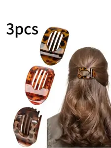 3Pcs Tortoise Shell Banana Hair Clips - Non-Slip Strong Hold Claw Clips for Thick & Thin Hair, Viral TikTok Half Updo Barrettes, 90s Aesthetic Hair Accessories for Women