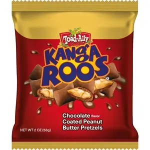 Roos Chocolate Covered Peanut Butter Filled Pretzels 2oz Bag| Sweet and Salty Snack Treat| Crunchy Pretzels Coated in Chocolate| GrabandGo Candy Snack 2 oz x 24 ct. Peg Bag